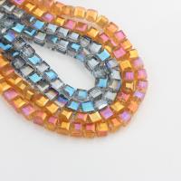 Kubische Kristallperlen, Kristall, Quadrat, poliert, DIY & facettierte, mehrere Farben vorhanden, 6mm, ca. 100PCs/Strang, verkauft von Strang