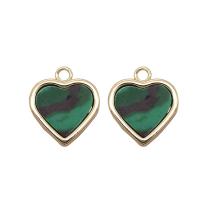 Malachite Pendants Brass with Malachite Heart 14K gold plated Unisex green nickel lead & cadmium free Sold By PC
