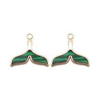 Malachite Pendants Brass with Malachite Mermaid tail 14K gold plated Unisex green nickel lead & cadmium free Sold By PC