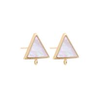 Brass Earring Stud Component with White Shell 14K gold plated DIY nickel lead & cadmium free Sold By Pair