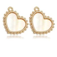 Natural White Shell Beads Brass with White Shell Heart 14K gold plated Unisex white nickel lead & cadmium free Sold By PC