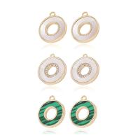 Natural White Shell Beads Brass with Malachite & White Shell Donut 14K gold plated Unisex & micro pave cubic zirconia & hollow nickel lead & cadmium free Sold By PC
