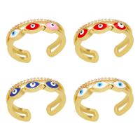 Evil Eye Biżuteria Ring Finger, Mosiądz, Złe oko, wysokiej jakości chromowana w kolorze złotym, mikro utorować cyrkonia & dla kobiety & emalia, dostępnych więcej kolorów, bez zawartości niklu, ołowiu i kadmu, 7mm, sprzedane przez PC
