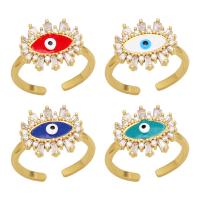 Evil Eye Jewelry Ring Finger, cobre, Mau-olhado, banhado a cores de alta qualidade de ouro, micro pavimento em zircônia cúbica & para mulher & esmalte, Mais cores pare escolha, níquel, chumbo e cádmio livre, 14mm, vendido por PC