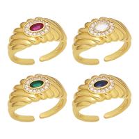 Evil Eye Jewelry Ring Finger, cobre, banhado a cores de alta qualidade de ouro, micro pavimento em zircônia cúbica & para mulher, Mais cores pare escolha, níquel, chumbo e cádmio livre, 11mm, vendido por PC