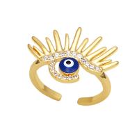 Evil Eye Nakit Finger Ring, Mesing, Urokljivo oko, visokokvalitetan zlatna boja pozlatom, micro utrti kubni cirkonij & za žene & emajl, više boja za izbor, nikal, olovo i kadmij besplatno, 14mm, Prodano By PC