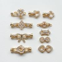 Brass Jewelry Clasps gold color plated DIY & micro pave cubic zirconia golden nickel lead & cadmium free Sold By PC