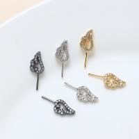 Brass Stick Pin, Wing Shape, plated, DIY & micro pave cubic zirconia, more colors for choice, nickel, lead & cadmium free, 11x9mm, Sold By Pair