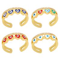 Evil Eye Jewelry Finger Ring, Brass, high quality gold color plated, micro pave cubic zirconia & for woman & enamel, more colors for choice, nickel, lead & cadmium free, 7mm, Sold By PC
