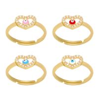 Cubic Zirconia Micro Pave Brass Ring, Evil Eye, high quality gold color plated, Adjustable & micro pave cubic zirconia & for woman & enamel, more colors for choice, nickel, lead & cadmium free, 8mm, Sold By PC