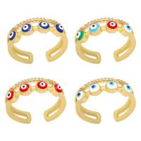 Evil Eye Jewelry Finger Ring, Brass, high quality gold color plated, micro pave cubic zirconia & for woman & enamel, more colors for choice, nickel, lead & cadmium free, 6mm, Sold By PC