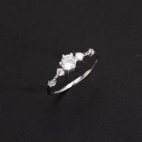 Brass Open Finger Ring, silver color plated, for woman & with rhinestone, silver color, nickel, lead & cadmium free, 17mm, Sold By PC