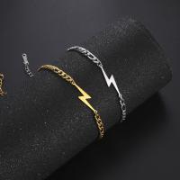 Acier inoxydable 304 bracelet, avec 1.97inch chaînes de rallonge, Symbole de la foudre, bijoux de mode & pour femme, plus de couleurs à choisir, 23x6mm, Vendu par Environ 6.69 pouce brin
