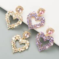Rhinestone Earring Zinc Alloy Heart fashion jewelry & for woman & with rhinestone nickel lead & cadmium free Sold By Pair