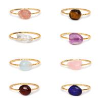 Natural Gemstone Finger Ring Zinc Alloy with Gemstone fashion jewelry & for woman golden Inner Approx 18mm Sold By PC
