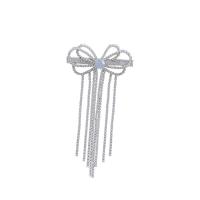 Alligator Hair Clip Zinc Alloy Bowknot silver color plated fashion jewelry & for woman & with rhinestone silver color nickel lead & cadmium free Sold By PC