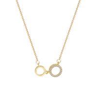 Titanium Steel Necklace, with 5.5cm extender chain, Donut, Vacuum Ion Plating, fashion jewelry & adjustable & micro pave cubic zirconia & for woman, golden, Length:47.8 cm, Sold By PC