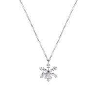 Titanium Steel Necklace, with 4.9cm extender chain, Snowflake, platinum color plated, fashion jewelry & adjustable & micro pave cubic zirconia & for woman, platinum color, 16mm, Length:Approx 43.6 cm, Sold By PC