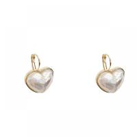 Zinc Alloy Drop Earrings with Plastic Pearl Heart high quality gold color plated fashion jewelry & for woman nickel lead & cadmium free Sold By Pair