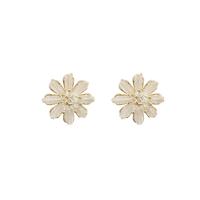 Brass Stud Earring, with Plastic Pearl, Flower, gold color plated, fashion jewelry & different styles for choice & for woman & with rhinestone, golden, nickel, lead & cadmium free, 27x27mm, Sold By Pair