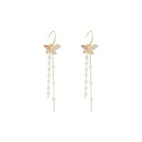 Fashion Fringe Earrings Zinc Alloy Butterfly high quality gold color plated fashion jewelry & for woman & with rhinestone golden nickel lead & cadmium free Sold By Pair