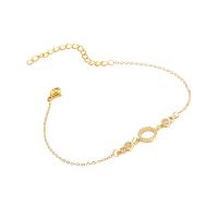 Bracelet d'acier titane, avec 5cm chaînes de rallonge, beignet, bijoux de mode & réglable & pavé de micro zircon & pour femme, doré, Longueur:Environ 17.5 cm, Vendu par PC