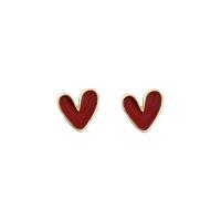 Zinc Alloy Stud Earring Heart high quality gold color plated fashion jewelry & for woman & enamel red nickel lead & cadmium free Sold By Pair
