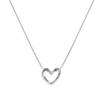 Titanium Steel Necklace, with 6.1cm extender chain, Heart, polished, fashion jewelry & adjustable & for woman & hollow, silver color, Length:Approx 41.6 cm, Sold By PC