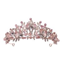 Zinc Alloy Jewelry Set tiaras & earring with Rose Quartz plated for bridal & with rhinestone Sold By Set