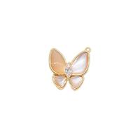 Brass Jewelry Pendants Shell with Zinc Alloy Butterfly 14K gold plated & epoxy gel gold Sold By PC