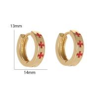 Brass Huggie Hoop Earring, Vacuum Ion Plating, for woman & enamel, more colors for choice, 14x13mm, Sold By PC