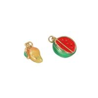 Brass Jewelry Pendants Fruit gold color plated & enamel Sold By PC