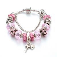 European Bracelet Lampwork with Zinc Alloy platinum plated & for woman Sold By PC