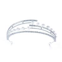 Bridal Tiaras Zinc Alloy Crown plated for bridal & with plastic pearl & with rhinestone Sold By PC