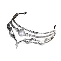 Krone, Zinklegierung, plattiert, für Braut & verschiedene Stile für Wahl & mit Kunststoff-Perlen & mit Strass, keine, 310x59mm, verkauft von PC