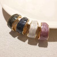 cobre Cuff Ring Finger, cromado de cor dourada, ajustável & para mulher & esmalte, Mais cores pare escolha, níquel, chumbo e cádmio livre, tamanho:6-8, vendido por PC
