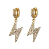 Cubic Zirconia Micro Pave Brass Earring Lightning Symbol plated Unisex & micro pave cubic zirconia nickel lead & cadmium free Sold By Pair
