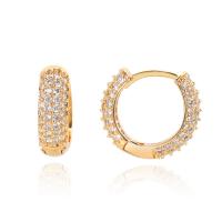 Cubic Zirconia Micro Pave Brass Earring, Donut, plated, Unisex & micro pave cubic zirconia, more colors for choice, nickel, lead & cadmium free, 15x14x5mm, Sold By Pair