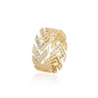 Cubic Zirconia Micro Pave Brass Ring Geometrical Pattern plated Unisex & micro pave cubic zirconia & hollow nickel lead & cadmium free US Ring Sold By PC