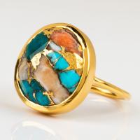 Gemstone Finger Ring, liga de zinco, with misto de pedras semi-preciosas, cromado de cor dourada, unissex & tamanho diferente para a escolha, Buraco:Aprox 2mm, vendido por PC