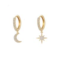 Asymmetric Earrings, Brass, plated, micro pave cubic zirconia & for woman, more colors for choice, 12x31mm, Sold By Pair