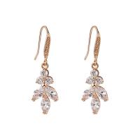 Cubic Zirconia Micro Pave Brass Earring, plated, micro pave cubic zirconia & for woman, more colors for choice, 12x40mm, Sold By Pair