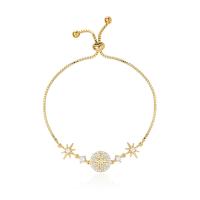 Cubic Zirconia Micro Pave Brass Bracelet plated Adjustable & micro pave cubic zirconia & for woman Length Approx 9.44 Inch Sold By PC