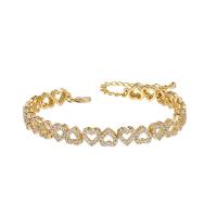 Cubic Zirconia Micro Pave Brass Bracelet, with 2 inch extender chain, Heart, plated, micro pave cubic zirconia & for woman & hollow, more colors for choice, Length:Approx 6.69 Inch, Sold By PC