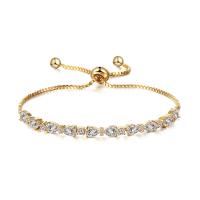 Cubic Zirconia Micro Pave Brass Bracelet plated Adjustable & micro pave cubic zirconia & for woman Length Approx 10 Inch Sold By PC