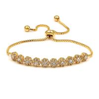 Cubic Zirconia Micro Pave Brass Bracelet plated Adjustable & micro pave cubic zirconia & for woman Length Approx 10.23 Inch Sold By PC