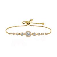Cubic Zirconia Micro Pave Brass Bracelet plated Adjustable & micro pave cubic zirconia & for woman Length Approx 10.2 Inch Sold By PC