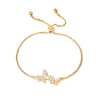 Cubic Zirconia Micro Pave Brass Bracelet Butterfly plated Adjustable & micro pave cubic zirconia & for woman Length Approx 9.84 Inch Sold By PC