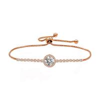 Cubic Zirconia Micro Pave Brass Bracelet plated Adjustable & micro pave cubic zirconia & for woman Length Approx 9.84 Inch Sold By PC