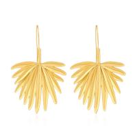 Tibetan Style Drop Earrings, Leaf, gold color plated, fashion jewelry & for woman, nickel, lead & cadmium free, 78x48mm, Sold By Pair